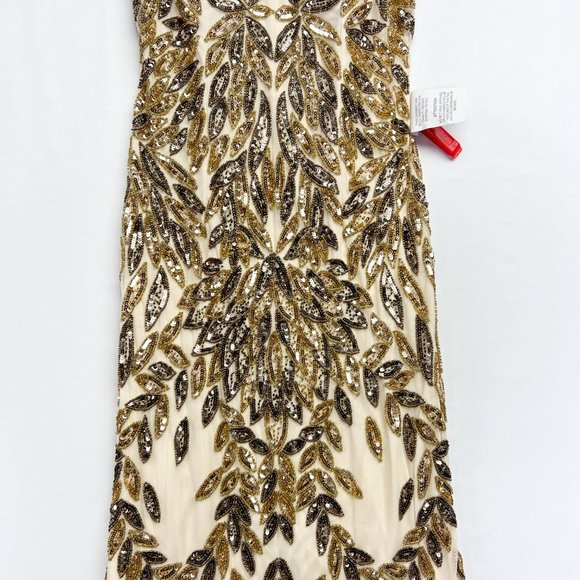 NWT Mac Duggal Embellished Leaf Beaded Beaded Evening Gown Style #5107 Size 4 - Picture 5 of 10